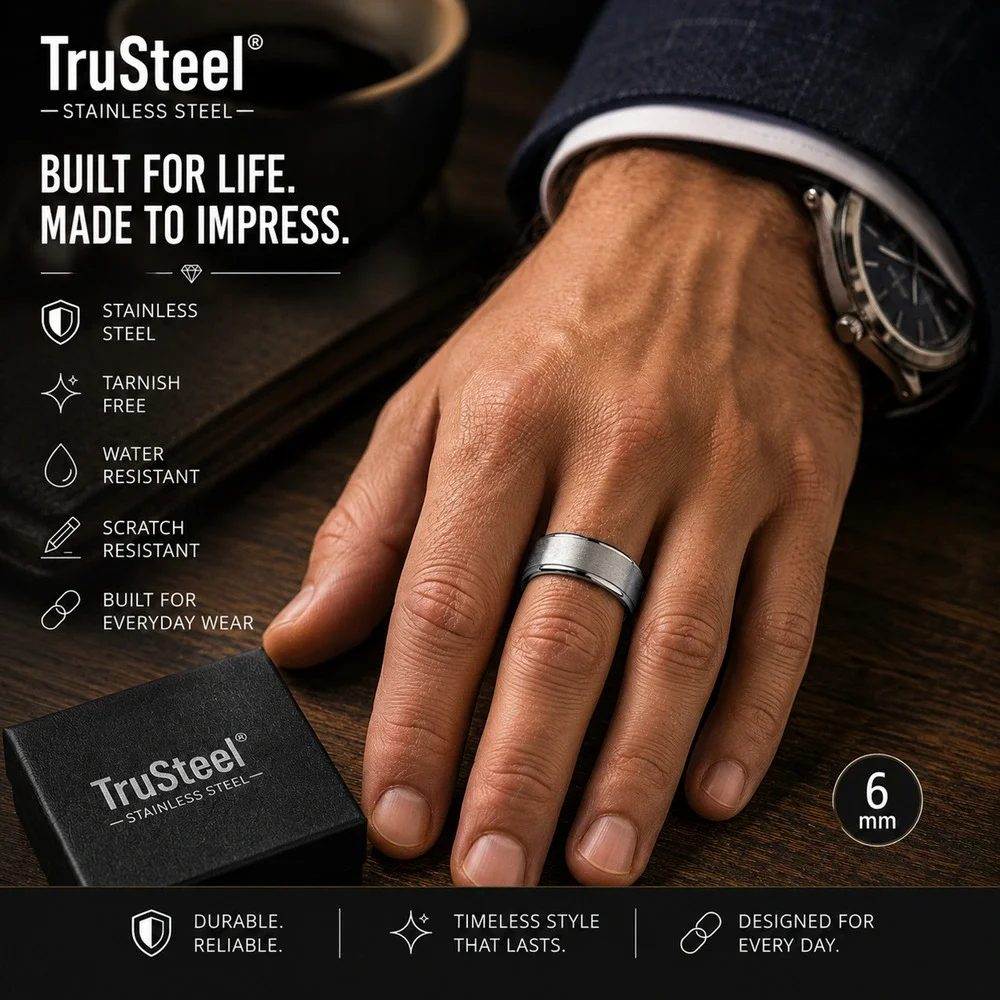 Women’s 316L Stainless Steel Ring wedding Band Comfort Fit Silver 6mm Size 6